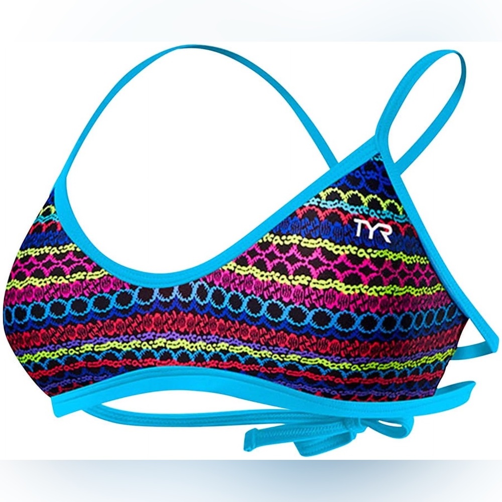 TYR Morocco Mojave Colorful Playful Bikini Top Blue Pink XS